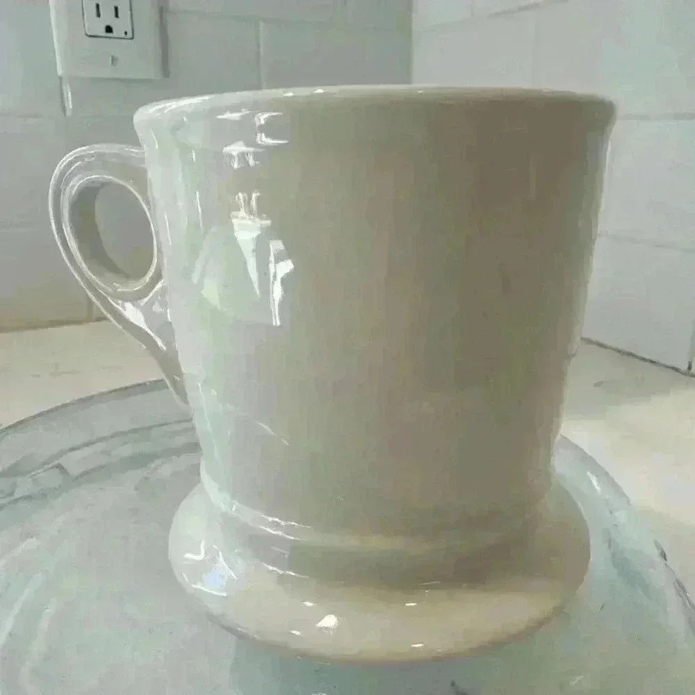 Anthropologie Letter L Initial Coffee Mug White Black Retro Shaving Cup Monogram